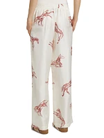 Ballpoint Equestrian Silk Wide-Leg Pants