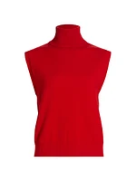 Wool-Cashmere Sleeveless Turtleneck Top