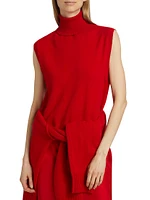 Wool-Cashmere Sleeveless Turtleneck Top