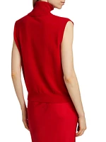 Wool-Cashmere Sleeveless Turtleneck Top