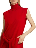 Wool-Cashmere Sleeveless Turtleneck Top