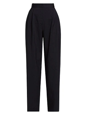 Pleated Stripe Wide-Leg Trousers