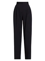 Pleated Stripe Wide-Leg Trousers