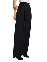 Pleated Stripe Wide-Leg Trousers