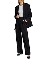 Pleated Stripe Wide-Leg Trousers