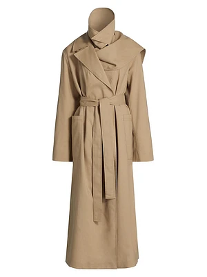 Belted Double Collar Trench Coat