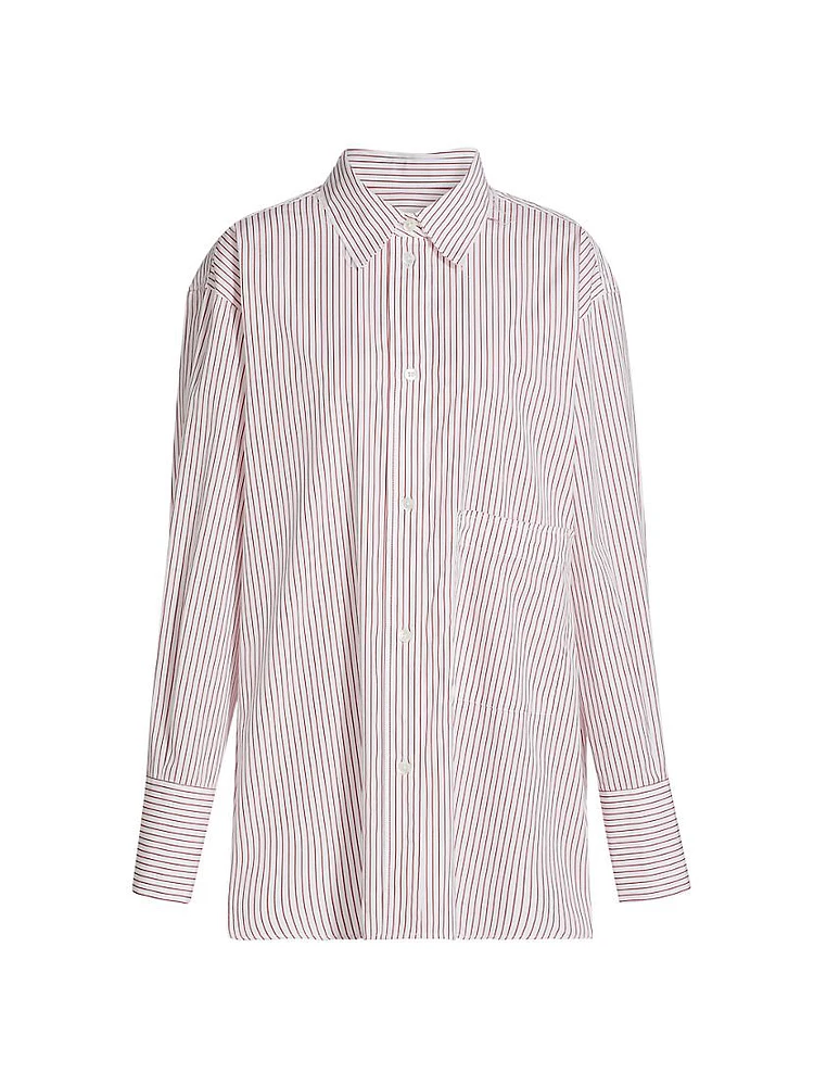 Stripe Cotton Oversized Cuff Shirt