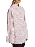 Stripe Cotton Oversized Cuff Shirt