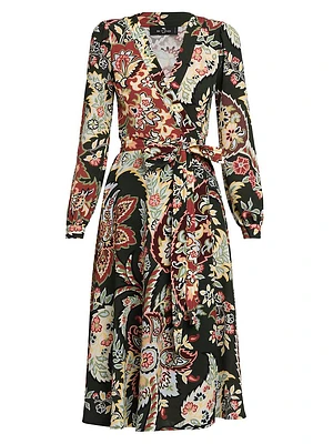 Paisley Jersey Midi Wrap Dress