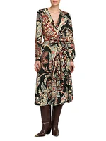 Paisley Jersey Midi Wrap Dress