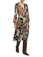 Paisley Jersey Midi Wrap Dress