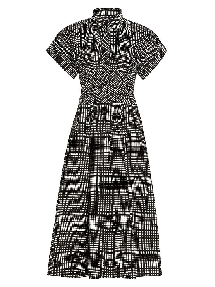 Balston Grid Cotton Poplin Shirtdress