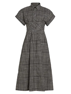 Balston Grid Cotton Poplin Shirtdress