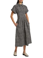 Balston Grid Cotton Poplin Shirtdress