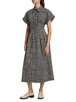 Balston Grid Cotton Poplin Shirtdress