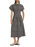 Balston Grid Cotton Poplin Shirtdress