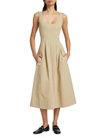 Allen Rumpled Cotton Midi-Dress