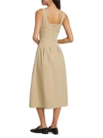 Allen Rumpled Cotton Midi-Dress