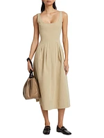 Allen Rumpled Cotton Midi-Dress