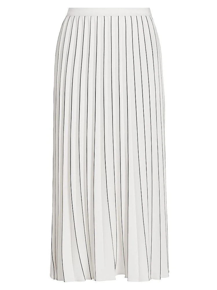 Miles Crêpe Pleated Midi-Skirt