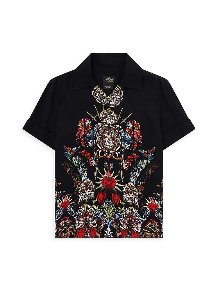 Little Boy's & Stain Glass Print Short-Sleeve Shirt