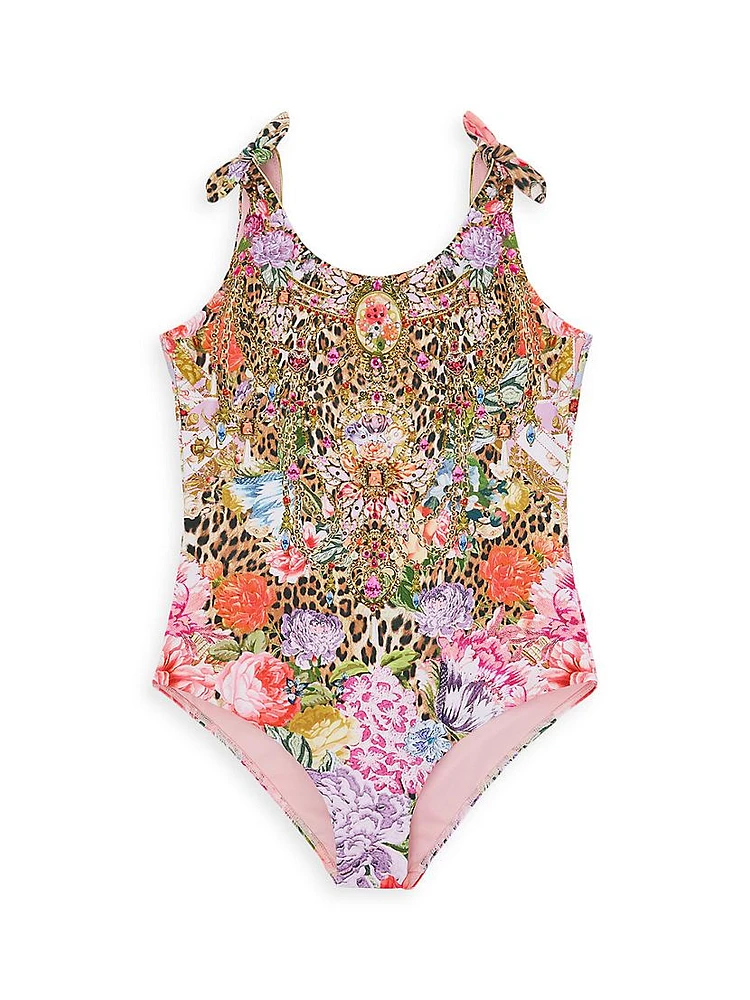 Little Girl's & Animal Rose One-Piece Swimsuit