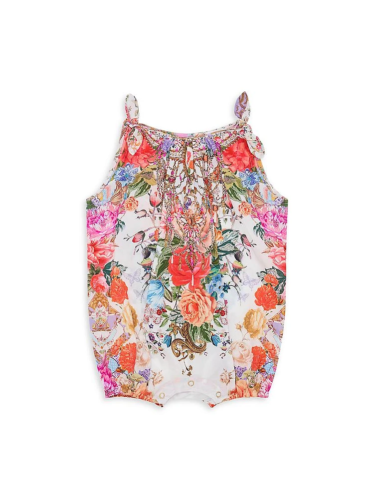 Baby Girl's Floral Bubble Romper