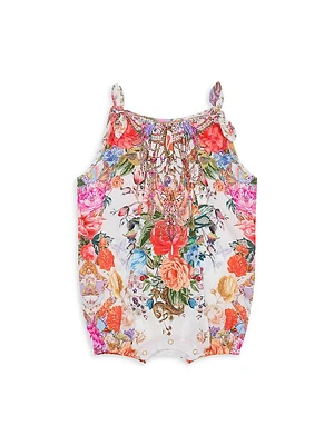 Baby Girl's Floral Bubble Romper