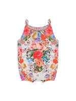 Baby Girl's Floral Bubble Romper