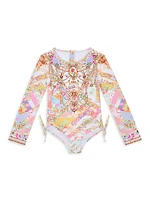 Little Girl's & Printed Long-Sleeve Swimsuit