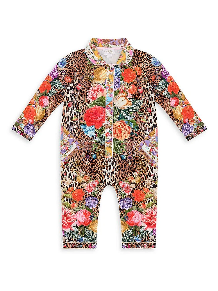 Baby Girl's Animal Floral Print Coveralls