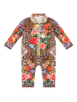 Baby Girl's Animal Floral Print Coveralls