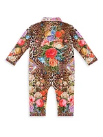 Baby Girl's Animal Floral Print Coveralls