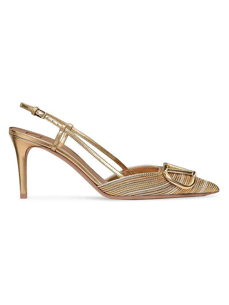 VLogo Signature Metallic Slingback Pumps 80MM