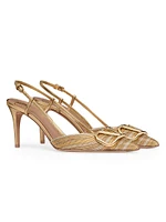 VLogo Signature Metallic Slingback Pumps 80MM