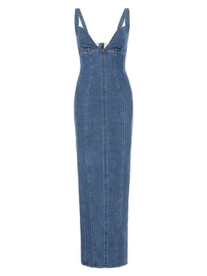 Corset Denim Maxi Dress