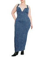 Corset Denim Maxi Dress