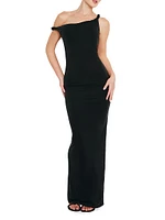 Jersey Twisted Drop-Shoulder Maxi Dress