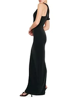 Jersey Twisted Drop-Shoulder Maxi Dress