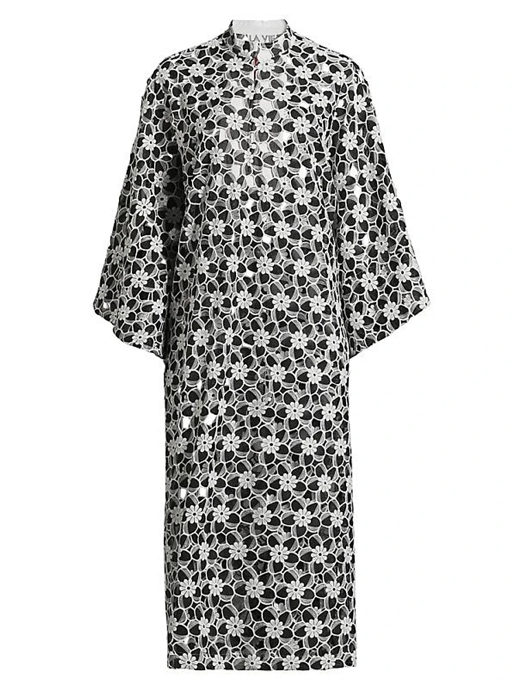 Floral Embroidered Midi-Caftan