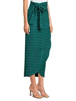 Houndstooth Wrap Midi-Skirt