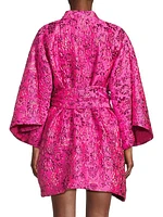 Floral Brocade Wrap Minidress