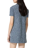 Short Dress Textured Tweed Denim