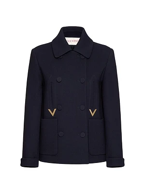 Texture Double Crepe Peacoat