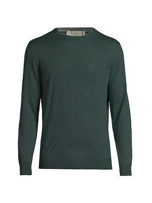 Wool Contrast Crewneck Sweater