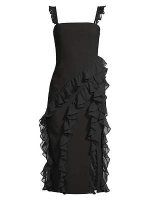 Mandi Ruffle-Trim Midi-Dress