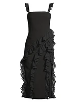 Mandi Ruffle-Trim Midi-Dress