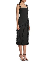 Mandi Ruffle-Trim Midi-Dress