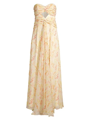 Clea Floral Strapless Gown