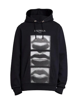 Dot Form Lips Print Hoodie